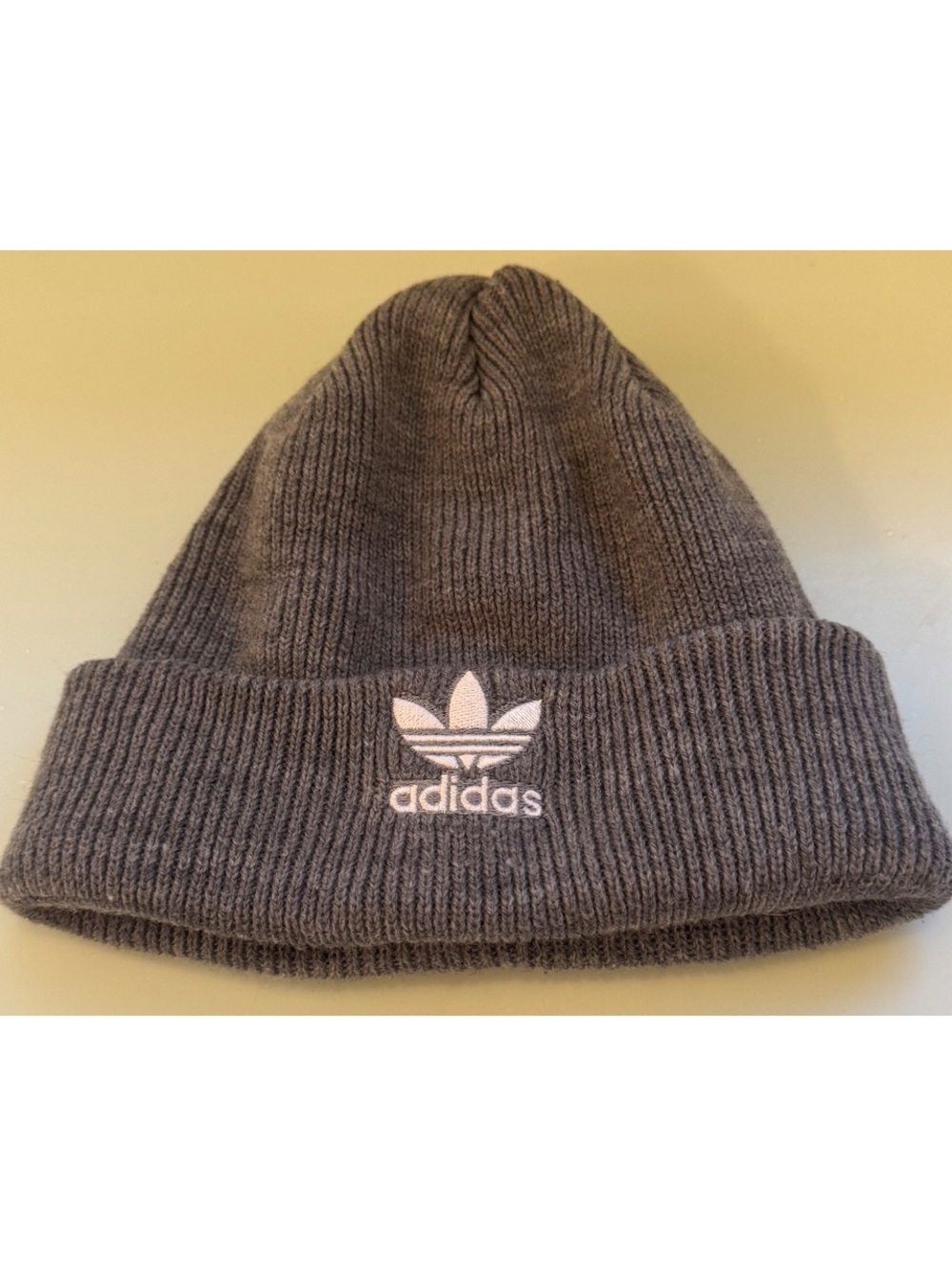 Adidas Gray Acrylic Knit Beanie Hat